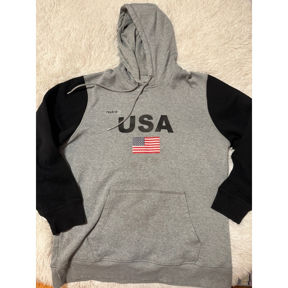 Mitre USA ProFlow Hoodie Mens Large Grey Black Colorblock USA Flag Graphic